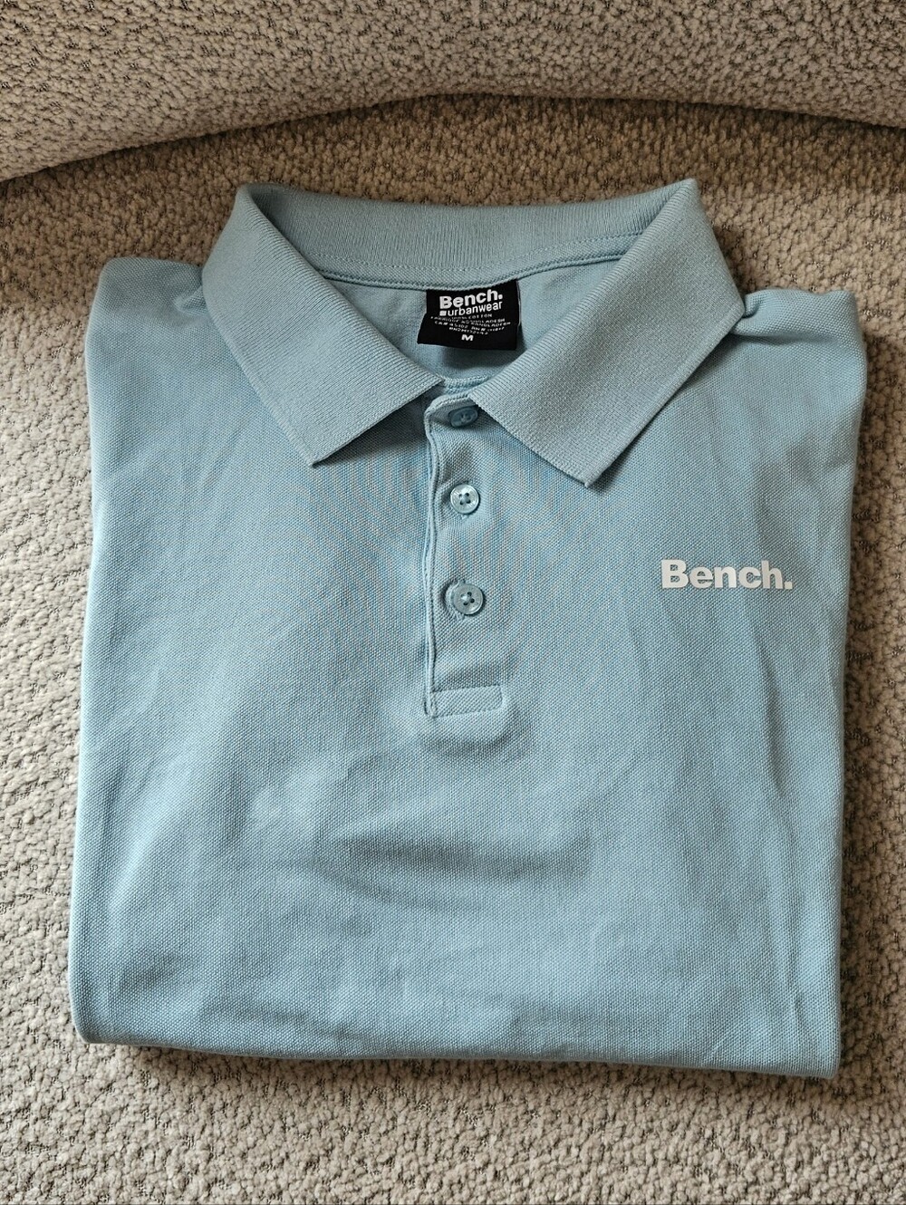 Bench Men's Light Blue Men's Polo with Chest Logo - Size Medium